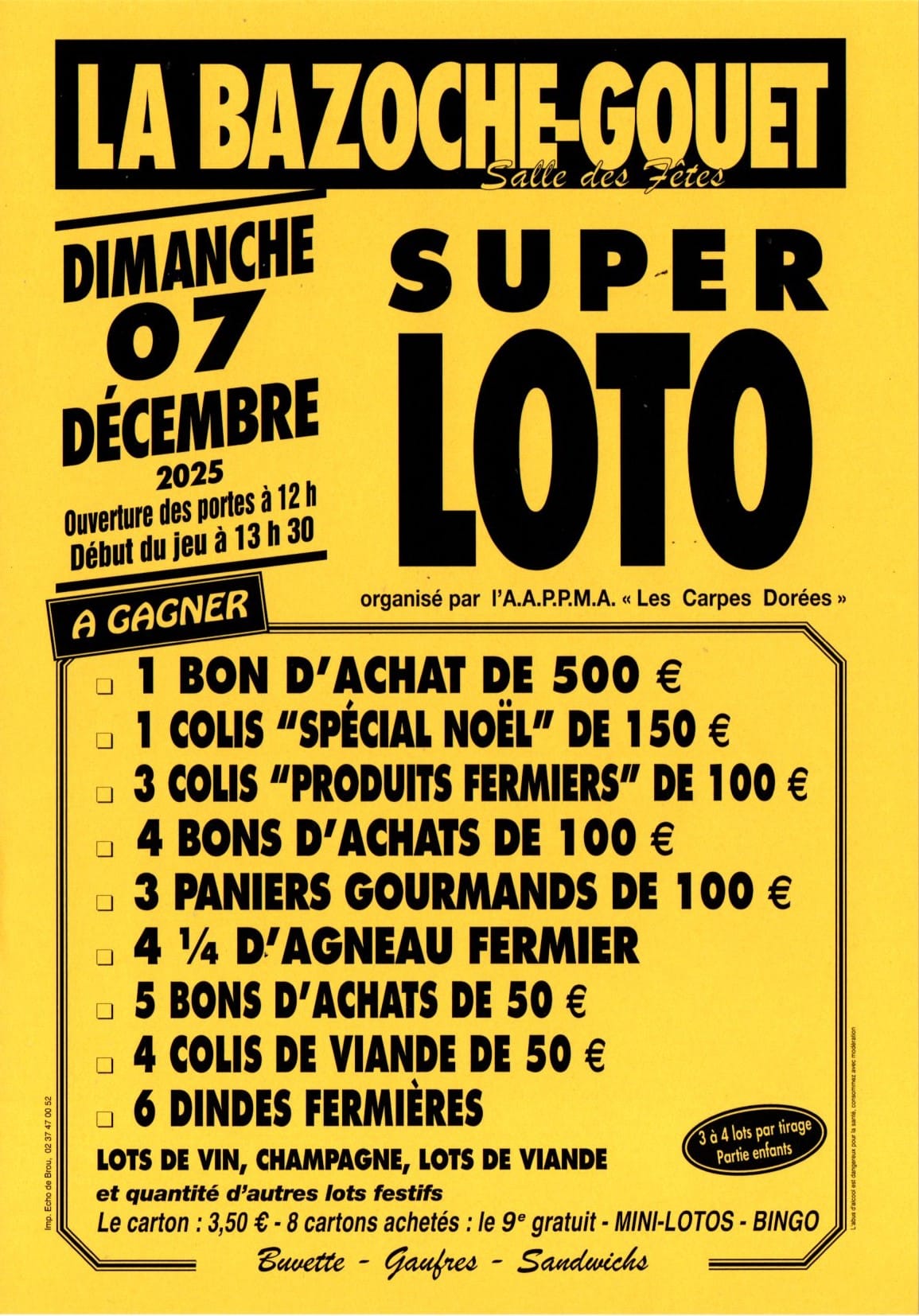 LOTO DU 07 12 2025 AAPPMA